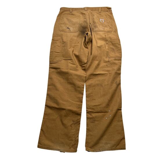Carhartt Jeans Mens 32x31 Brown Carpenter Utility Work Dungaree Fit Y2K Distress - Picture 3 of 9